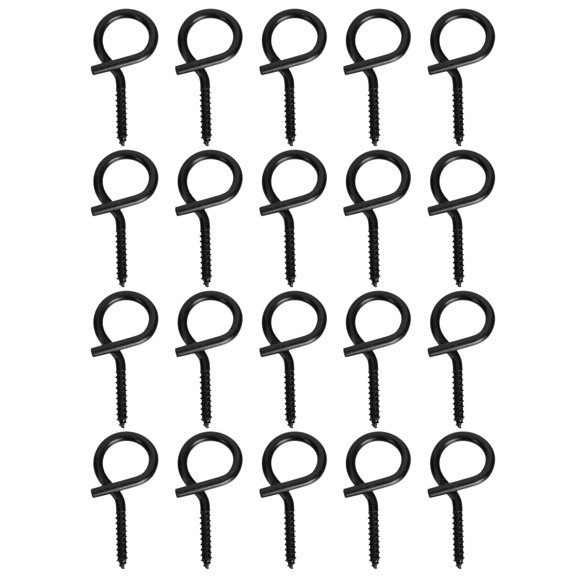 Amosfun 20Pcs Black Heavy Duty Screw Hook Eyelets for Home Use Suitable for Ropes Plants and Lights