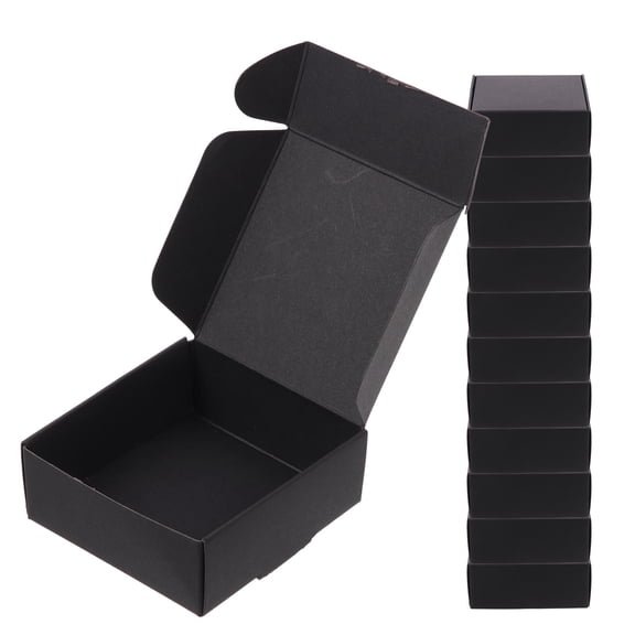 Amosfun 20Pcs Black Paper Packing Boxes Easy Fold Storage Boxes for Mailing Supplies