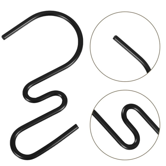 Amosfun 20Pcs Black S Shaped Metal Hooks for Hanging Pants Skirts and Multifunctional Storage