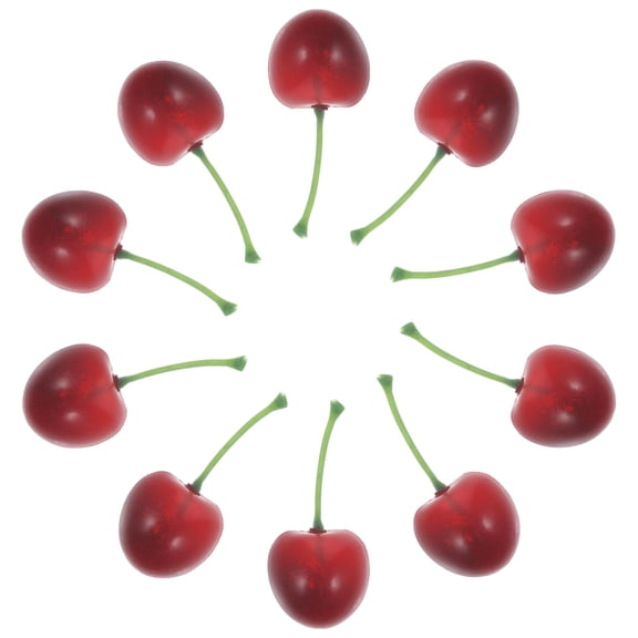 Amosfun 20Pcs Imitation Cherry Adornment Artificial Fruit Accessory Red Foam Decoration