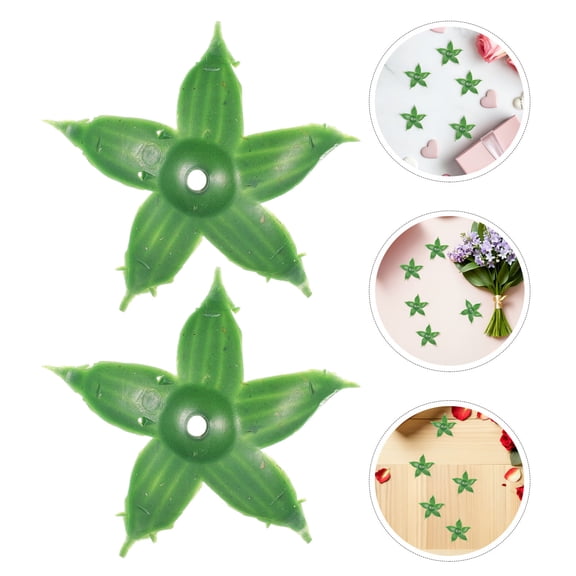Amosfun 240Pcs Plastic Artificial Floral Bases Green Sepals for Crafting Bouquet and Flower Decoration