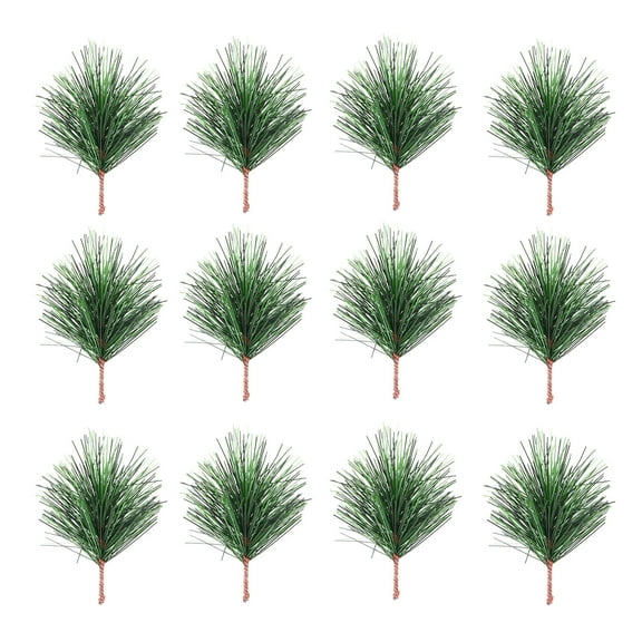 Amosfun 24 Pieces Green Pine Props Christmas Tree Decorations PVC Ornaments for Holiday Home Decor