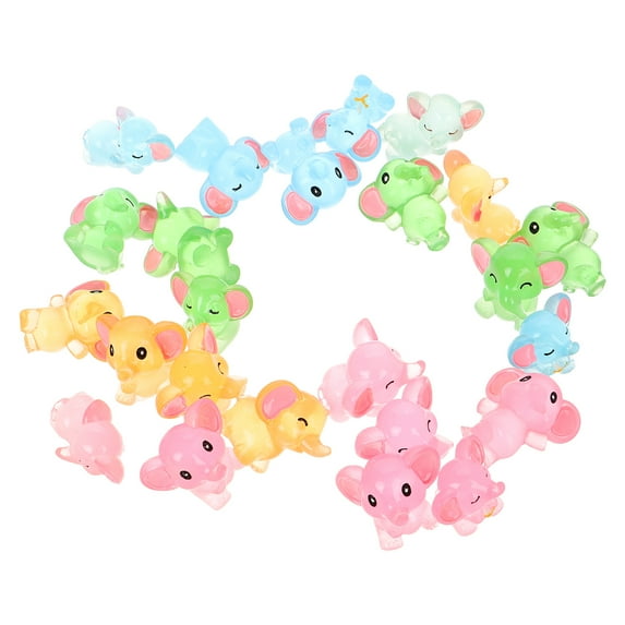 Amosfun 24-Piece Mini Resin Elephant Figures Set, Multi-Colored Animal Toys for Kids, Collectors, and Educational Play