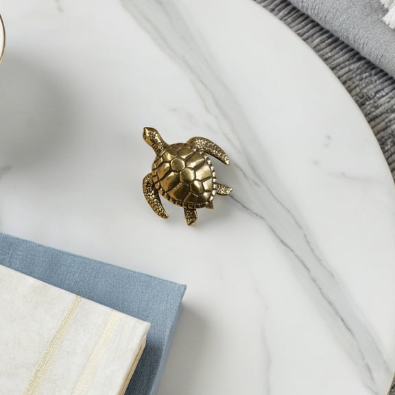 Amosfun Set of 2 Decorative Brass Turtle Figurines for Garden, Office, and Home Display Accents