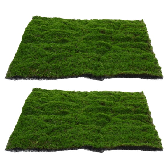 Amosfun 2Pcs Garden Ornament Green Artificial Turf Mat Fake Grass for Decoration