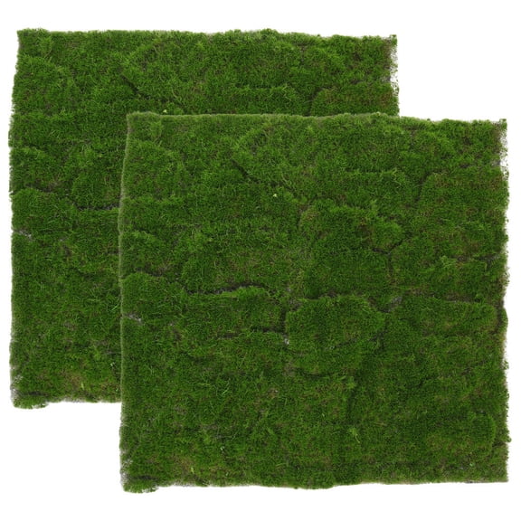 Amosfun 2Pcs Artificial Green Turf Mat Fake Grass Roll for Garden Decoration Low Maintenance Solution