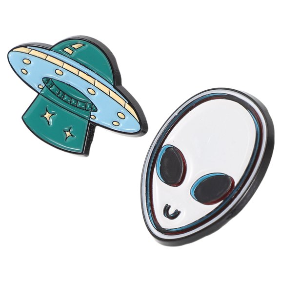 Amosfun 2-Pack Kawaii Spaceship Enamel Pins with Unique Cosmic Design, Perfect Brooch for Jackets, Backpacks, and Purses