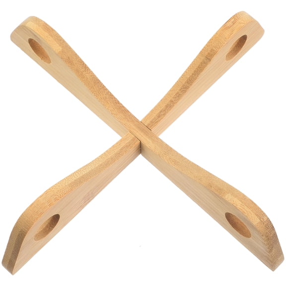 Amosfun 2Pcs Bamboo Pots Pans Storage Shelf Double Layer for Dining Table Beige