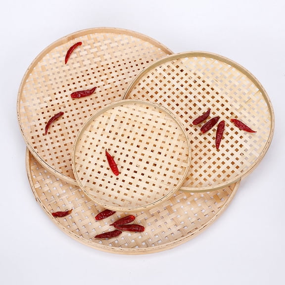 Amosfun 2Pcs Bamboo Serving Tray Assorted Color Mesh Strainer with Thickened Edge for Practical Use
