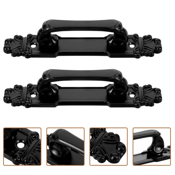 Amosfun 2Pcs Black Barn Door Handles Metal Sliding Door Pulls Easy Install for Home Use