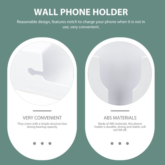 Amosfun 2Pcs Bedside Phone Holder White ABS Adhesive Wall Mount Organizer for Mobile Phones