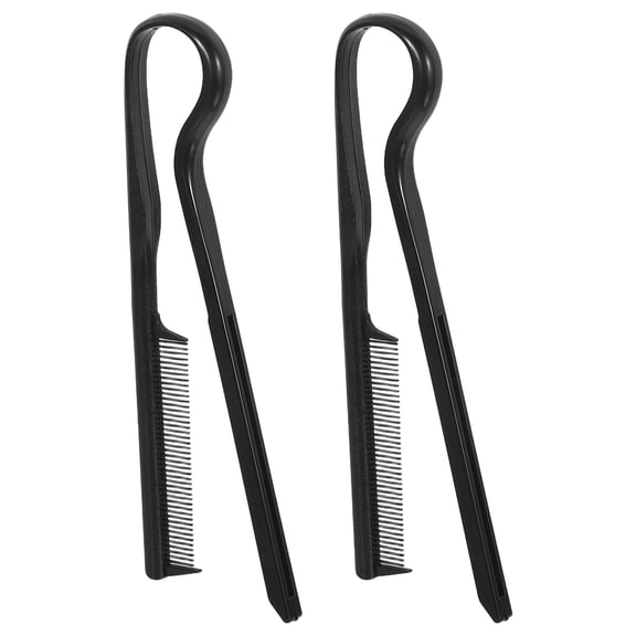 Amosfun 2Pcs Black Hair Combs V Shaped Hairdressing Tool for Better Control and Straight Hair Styling