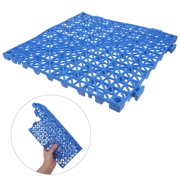 Amosfun 2Pcs Blue Shower Interlocking Drain Mats Non Slip Modular Plastic Floor Tiles