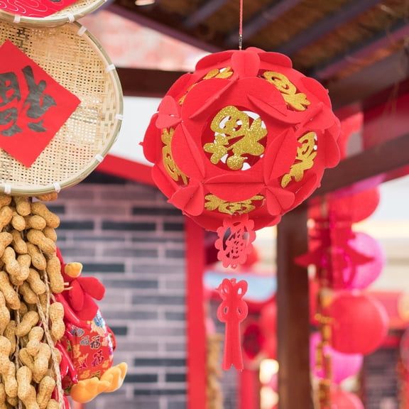 Amosfun 2-Pack Red Lanterns Outdoor Decoration for Festivals and Traditional Chinese Style Ambiance