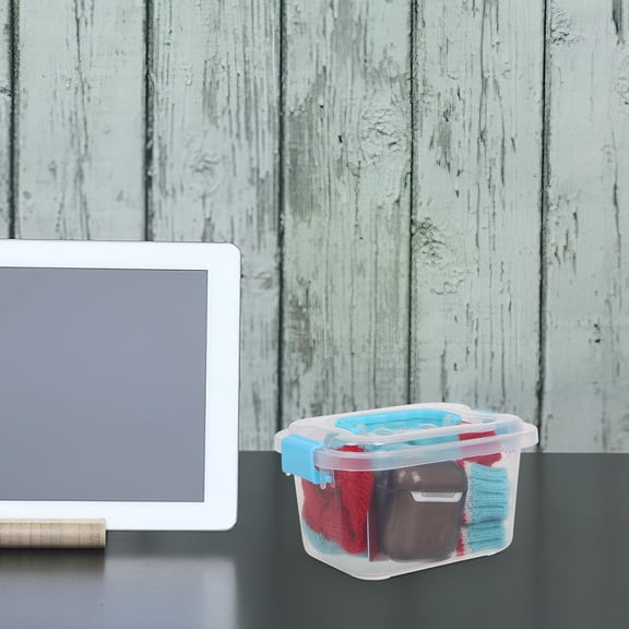 Amosfun 2Pcs Compact Plastic Storage Boxes Clear with Detachable Handle for Small Accessories