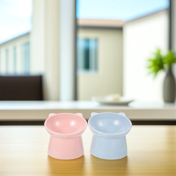 Amosfun Convenient Cat Bowl Cat Food Bowl Simple and Elegant 2Pcs Pink
