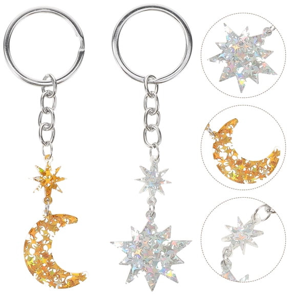 Amosfun 2-Pack Star Pendant Keychains Metal Minimalist Hanging Accessories for Men Boys, Stylish Design