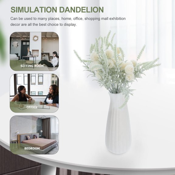 Amosfun 2Pcs Decorative White Fake Dandelions for Living Room Bedroom and Party Decoration
