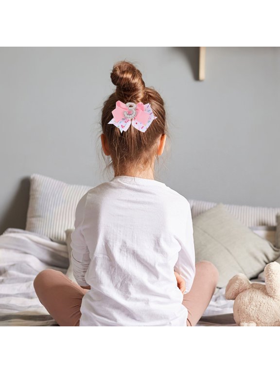 2Pcs Elegant Pink Bow Hair Clips for Birthday Celebrations and Daily Wear