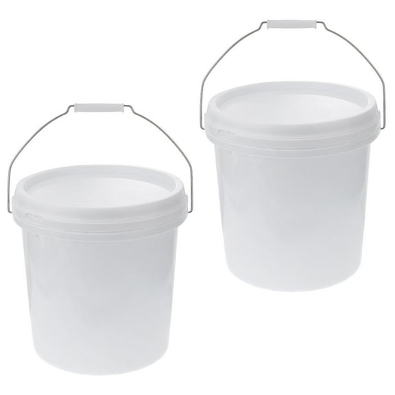 Amosfun 2Pcs Portable 10L White Round Paint Bucket Lid for Storage