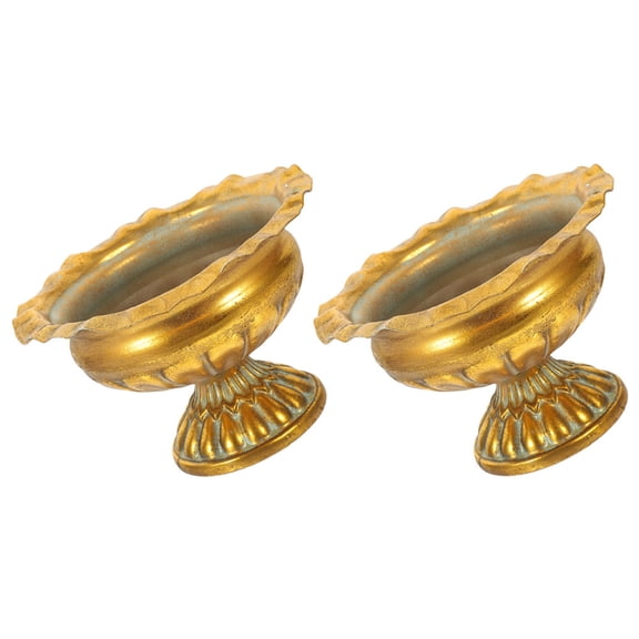 Amosfun Set of 2 Golden Urn Planter Pots for Indoor Plants, Decorative Flower Pots for Home and Office
