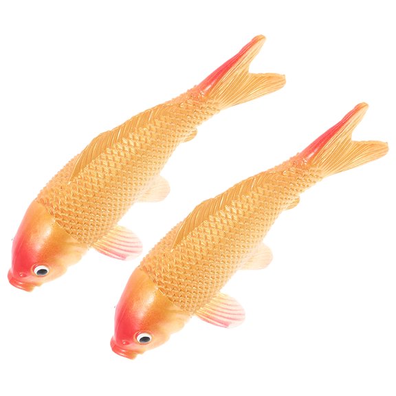 Amosfun 2Pcs Golden PVC Koi Fish Models for Aquarium Decoration and Collector Display with Lifelike Craftsmanship