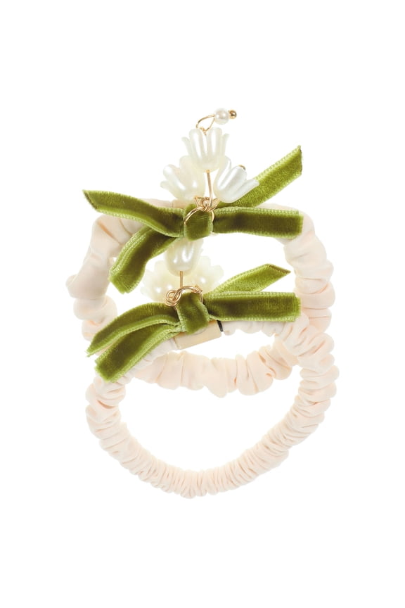 2Pcs Elastic Hair Rope Ponytail Holders with Flower Design for Daily Use