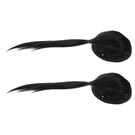 Amosfun 2Pcs High Crown Synthetic Hair Piece Black for Ponytail Volume Increase and Natural Hairline Coverage