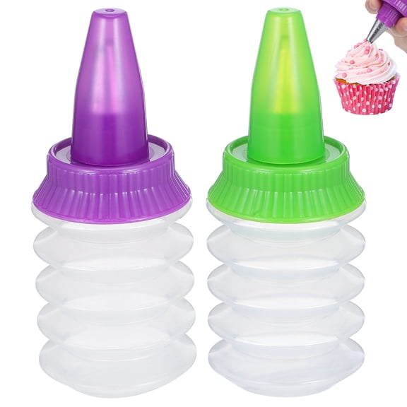 Amosfun 2Pcs Icing Bottles for Cookie Decorating Assorted Colors Piping Bottles Made with Safe PP Material