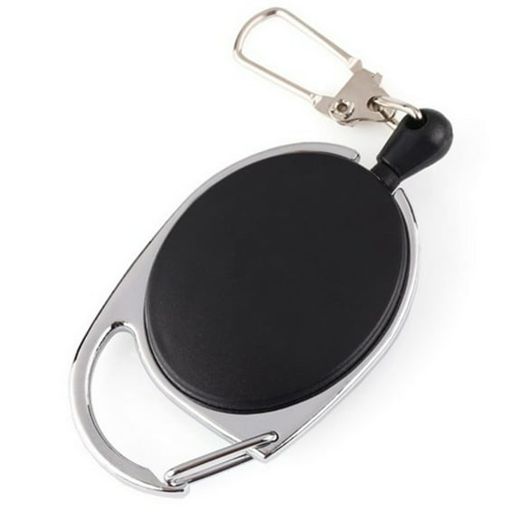 Amosfun 2-Pack Retractable Keychains with Steel Cable, High Elasticity, Black, Ideal for Keys and Small Accessories