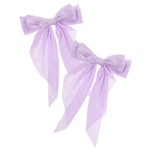 Amosfun 2Pcs Large Violet Bow Hair Clips with Strong Spring Clips Stylish Hair Accessories