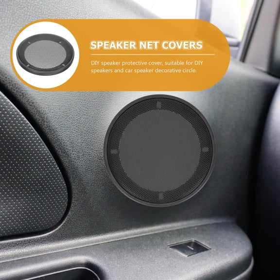 Amosfun 2-Pack Black Speaker Protector Covers, Easy to Install Audio Speaker Decorative for Home and Car