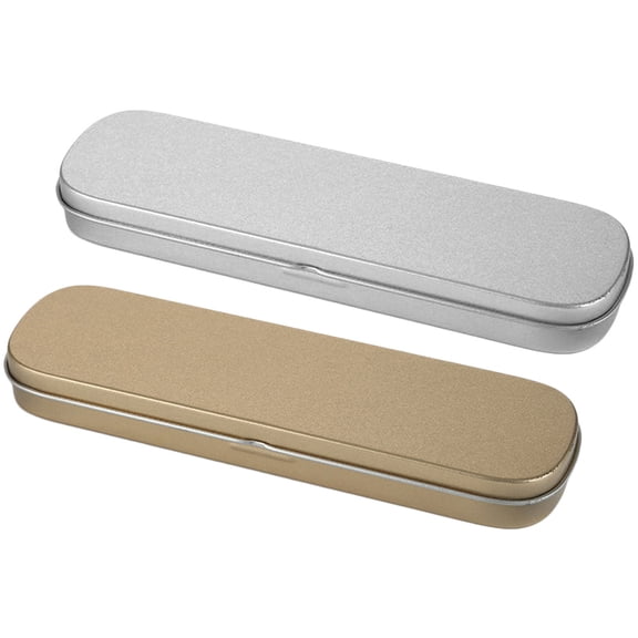 Amosfun 2Pcs Metal Pencil Box Assorted Color Durable Stationery Case with Easy Open Lid