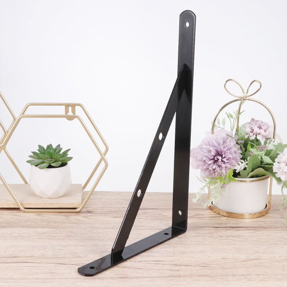 Amosfun 2Pcs Metal Triangle Shelf Bracket Black for Home Wall Mount Sturdy and Rust Resistant