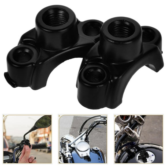 Amosfun 2Pcs Aluminum Motorcycle Mirror Mount Brackets with Handlebar Control Switch Black