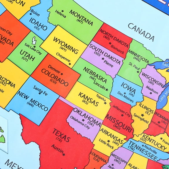 Amosfun 2Pcs Multi Color Map of America Poster for Wall Home Use and Geography Study