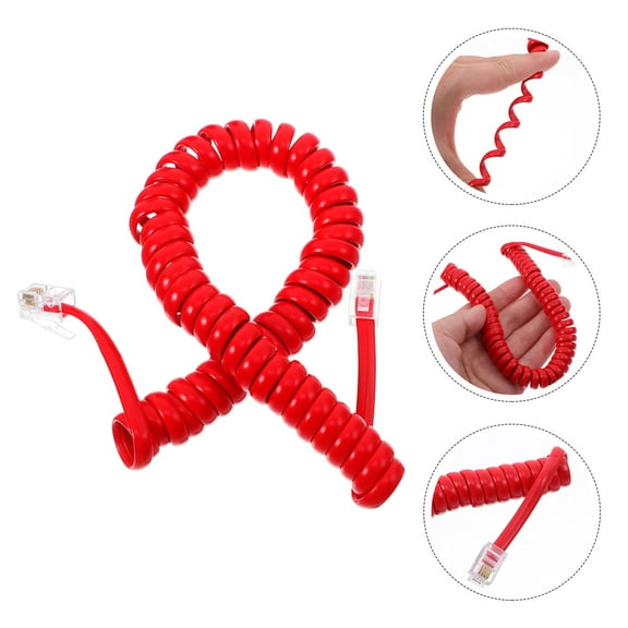 Amosfun 2Pcs Red Telephone Cord with Spring Loaded Length Adjustment and Elegant Look
