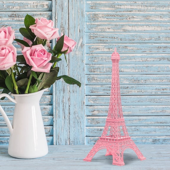 Amosfun 2Pcs Desktop Eiffel Tower Decor Pink Retro Style Unique Eiffel Tower Figurine Art Lovers Office