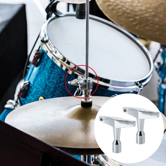 Amosfun 2Pcs Professional Drum Set Keys Zinc Alloy Drum Adjustment Tools Silver for Percussion