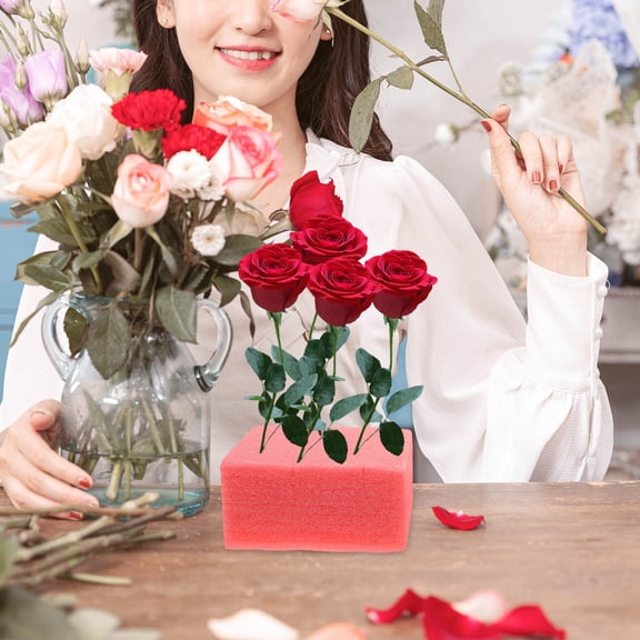 Amosfun 2Pcs Red Foam Block Florist Supplies for Flower Arrangement and Craft Use