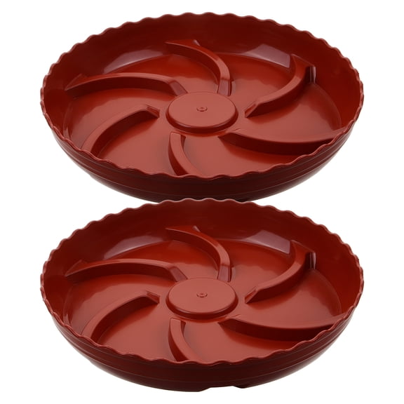 Amosfun 2 Pcs Clear Red Plastic Plant Saucers, Round Flower Pot Drip Trays for Indoor Outdoor Gardening Home Decor Planter Base