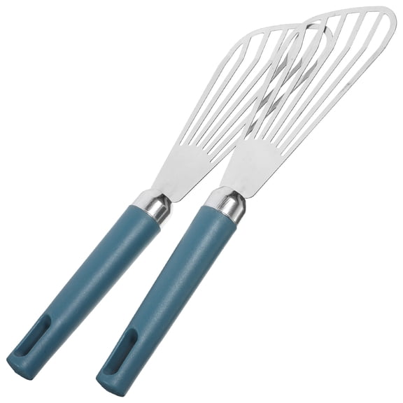 Amosfun 2Pcs Stainless Steel Blue Fish Shovels Slotted Turners for Cooking Fish