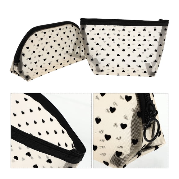 Amosfun 2Pcs White Cosmetic Organizer Bag with Nylon and Flocking Material for Home Use