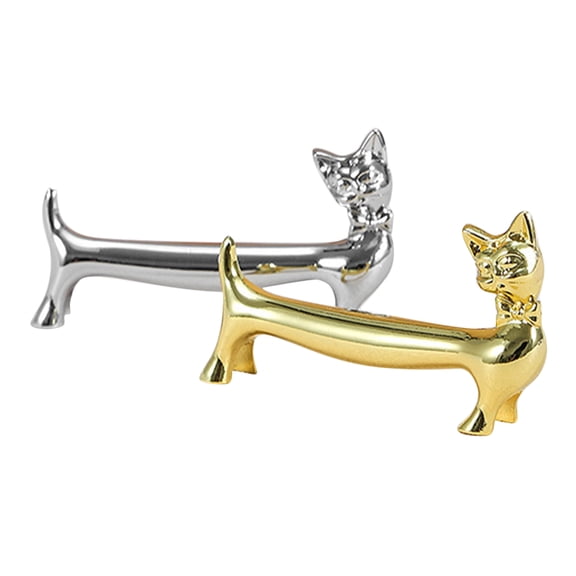 Amosfun 2Pcs Zinc Alloy Decorative Chopstick Stand Cat Design for Home and Restaurant Use