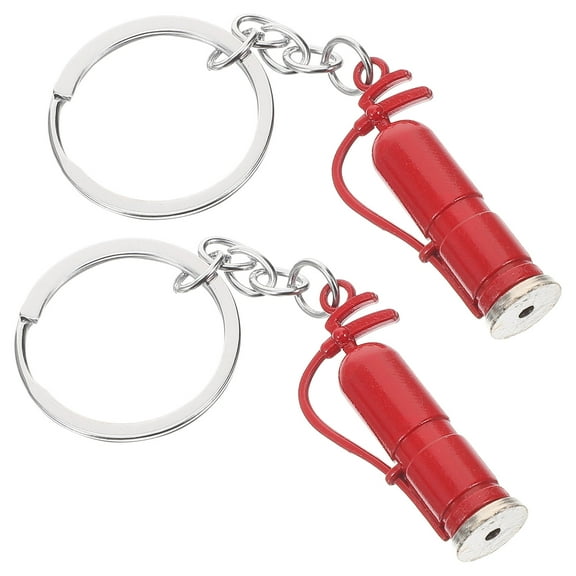 Amosfun 2Pcs Alloy Fire Extinguisher Keychain Firefighter Keyring Pendant for Decorative Key Hanging