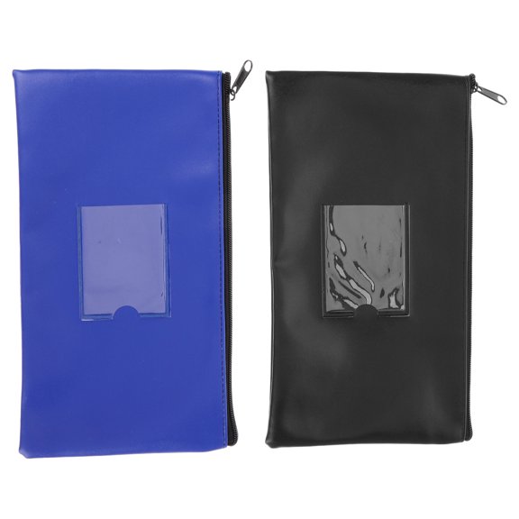 Amosfun 2Set Zipper Money Bag Assorted Color Pu Locking Bag For Cash Coins And Invoice Bills