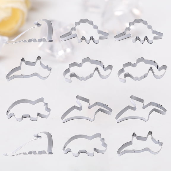 Amosfun Dinosaur Cake Mold Set, Stainless Steel Baking Molds for Kitchen, 2-Piece Dinosaur Shaped Bakeware