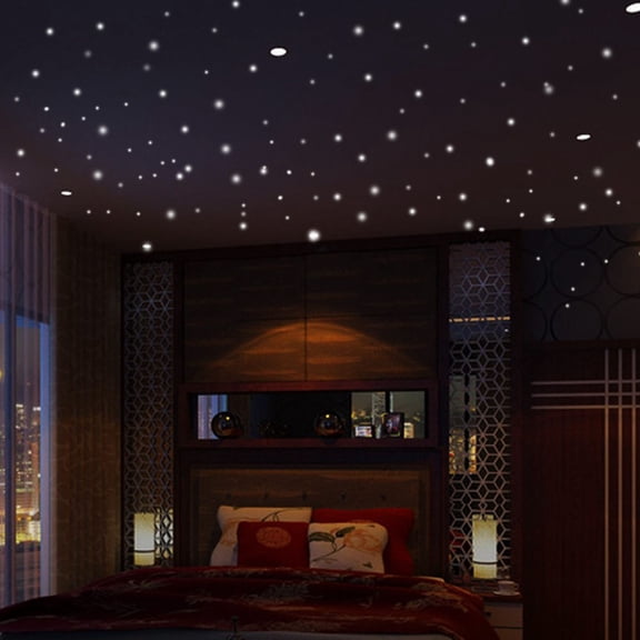Amosfun 2Sets Luminous Round Dot Wall Sticker Decor for Smooth Surfaces Tiles and Closets