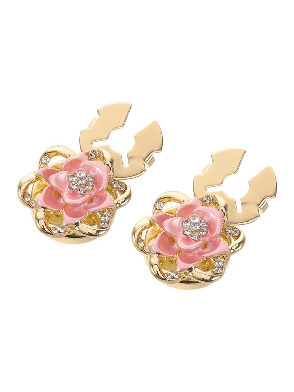 2pcs Rose Shape Rhinestone Detachable Cuff Links Decorative Jewelry