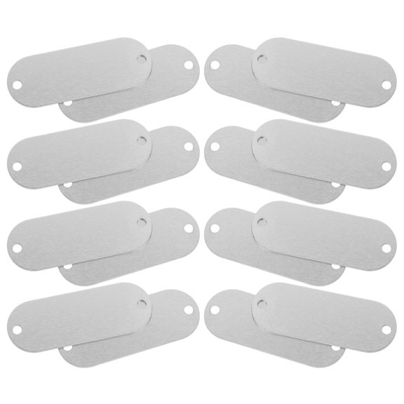 Amosfun 30Pcs Plated Silver Aluminum Rectangular Plates Metal Engraving Blanks for Office and Craft Use